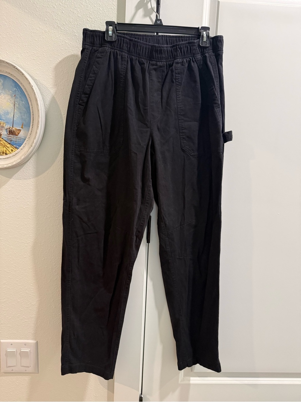 Women’s Black Casual Elastic-Waist Cropped Pants